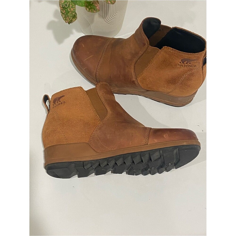 Sorel Womens Chestnut Brown Chukka Slip On Leather Boots Rain Boots